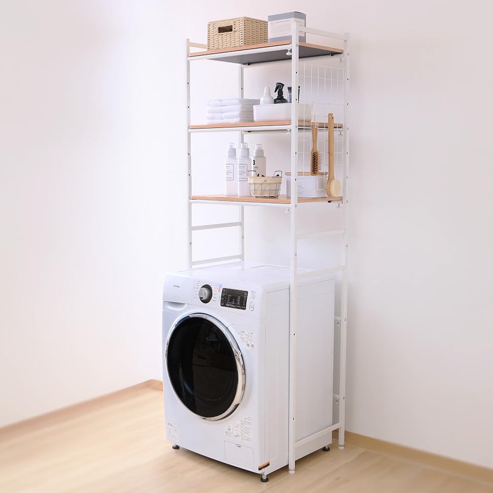 Amazon｜アイリスプラザ ランドリーラック 伸縮 ホワイト 幅約65.5