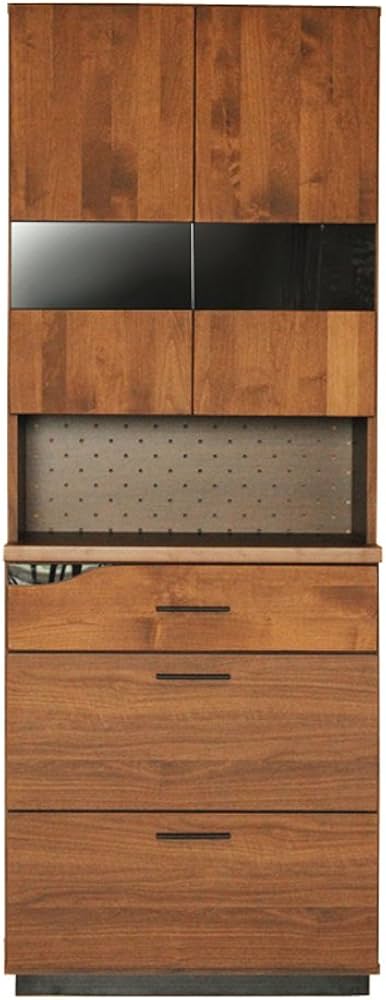 Amazon｜大川家具 東馬 食器棚 クアトロ ブラウン 70cm幅｜食器棚