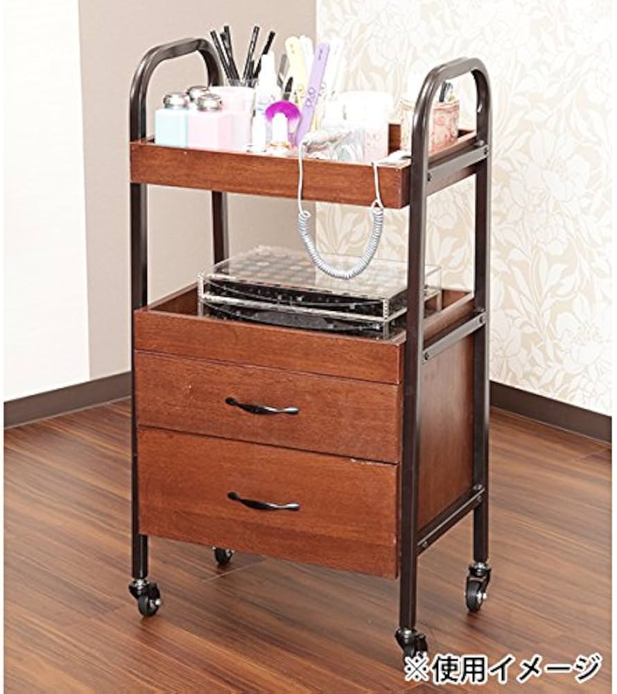 Amazon.co.jp: 高級 木製ワゴン ラック キャスター付き 4段 (引き出し