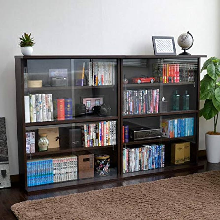 Amazon｜コミック収納 本棚 ガラス扉付き 書棚 ガラス扉付 ガラス扉