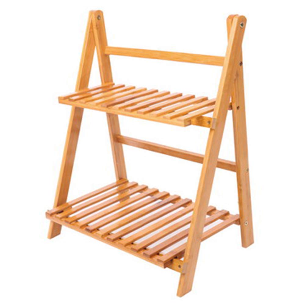 Amazon｜オープンラック 2段 折りたたみラック ウッド シェルフ 竹材