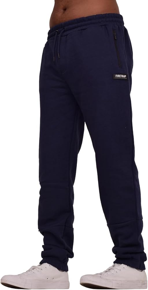 Firetrap Mens Fleece Cotton Jogging Bottoms with Zip Pockets