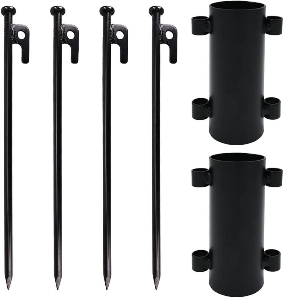 Amazon | テントポール 固定用ベース ペグ付き スチール タープ固定釘