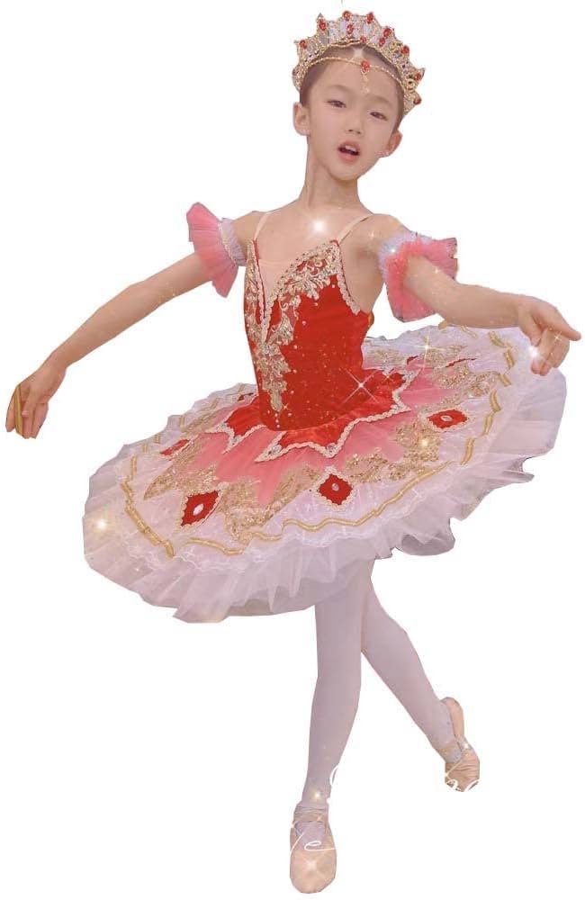 キッズ赤いチュチュ付きレオタード10着セット Amazon | バレエ