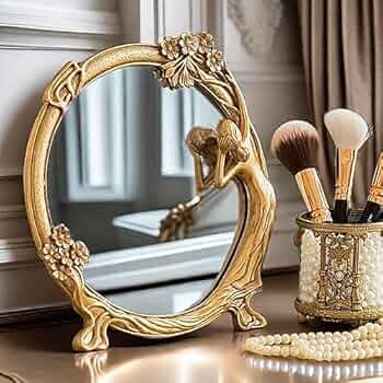 Amazon.co.jp: ロココ調 卓上ミラー 卓上鏡デスクミラー アール