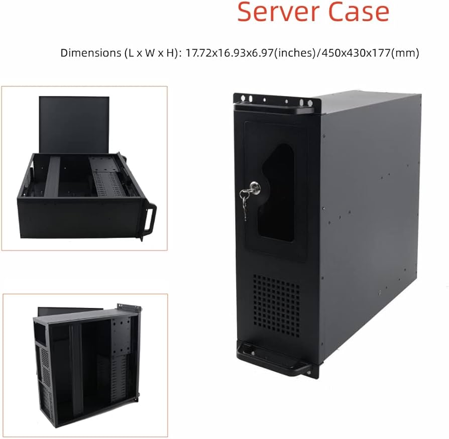 Amazon.co.jp: 4U ラックマウントサーバーシャーシ、12 x 9.6 ATX/M