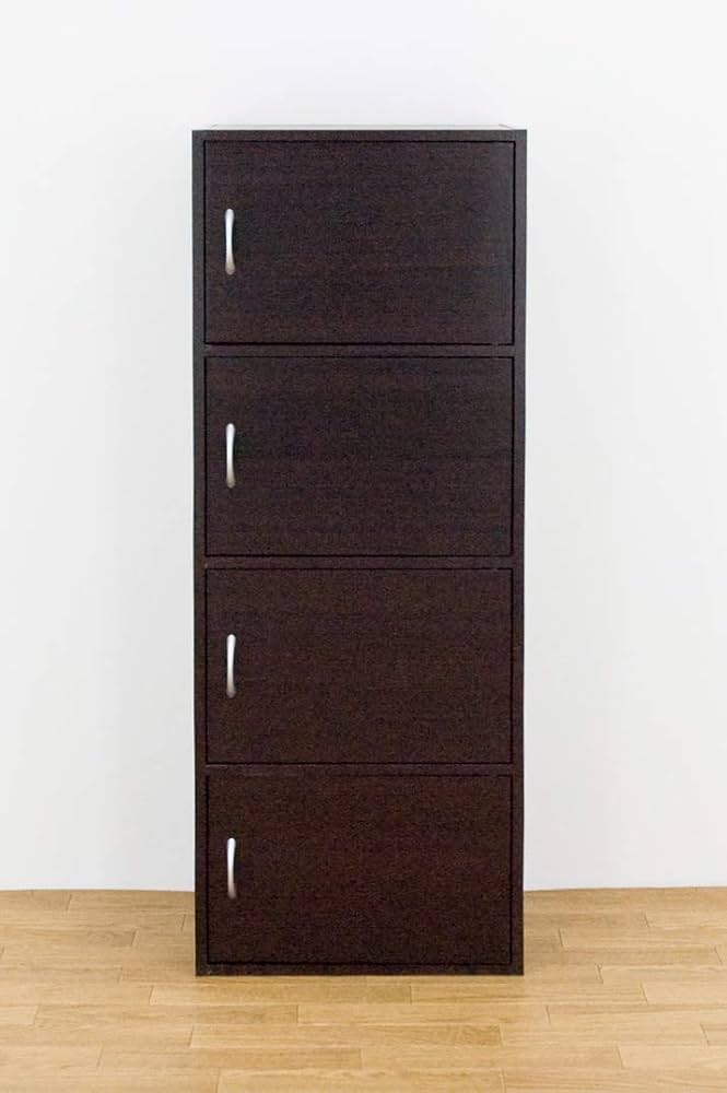 Amazon｜【多目的に使える】 扉付き カラーボックス 収納ラック 4段