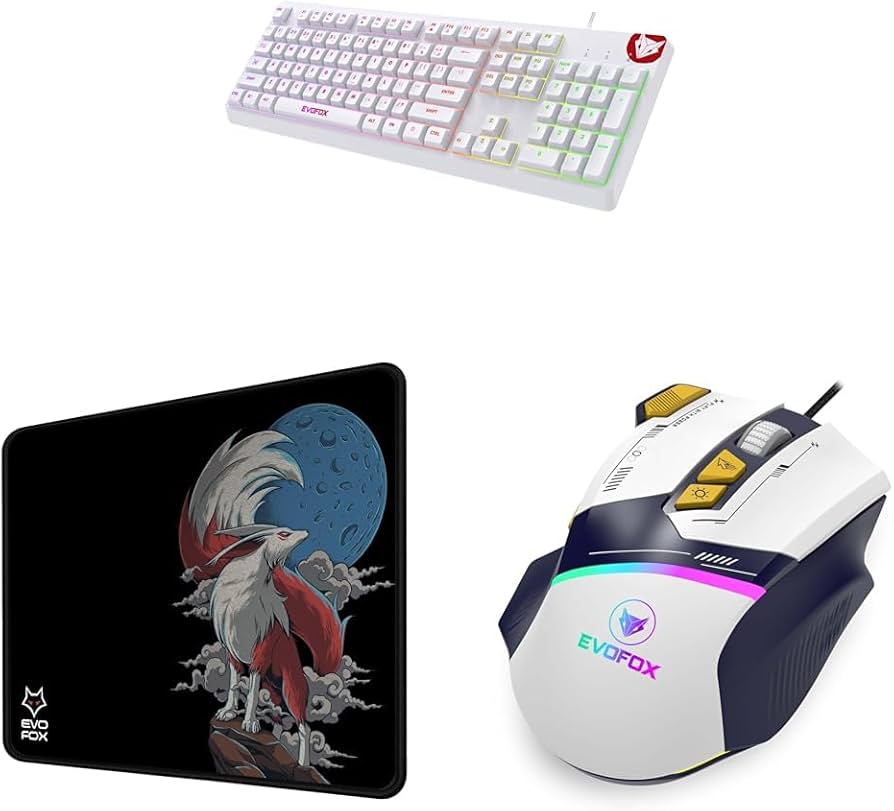 EvoFox Deathray RGB Gaming Keyboard (White) & EvoFox Falcon X35