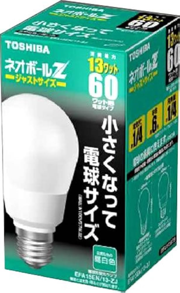 Amazon | 東芝 ネオボールZ (電球サイズ) 電球形蛍光ランプ 電球60