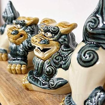 Amazon.co.jp: シーサー 置物 おきもの 中横(高さ16.5cm) ゴス | 琉球