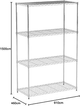 Amazon｜ラック メタルラック 本体 幅91×奥行46×高さ151cm 4段 耐荷重