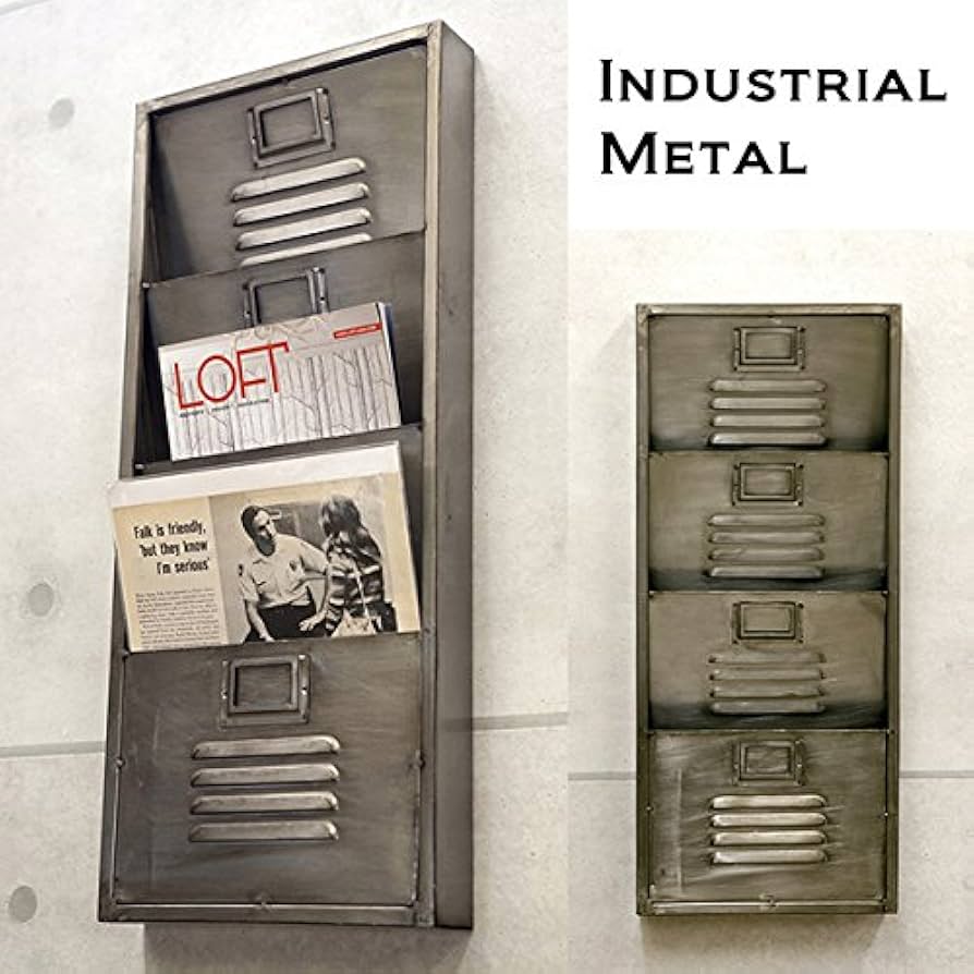 Amazon｜インダストリアル メタル ウォール マガジンラック 壁掛け