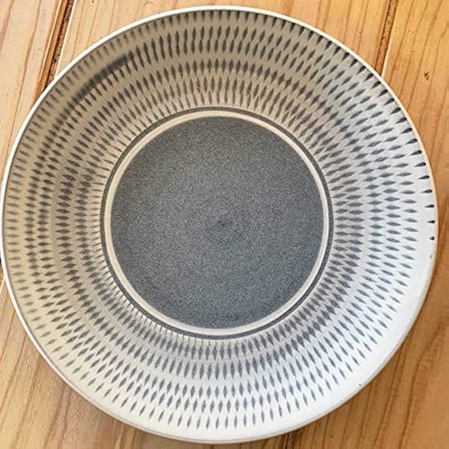 Amazon | 小石原焼 小石原焼き 5寸皿 飛び鉋 刷毛目 グレー 鬼丸豊喜窯