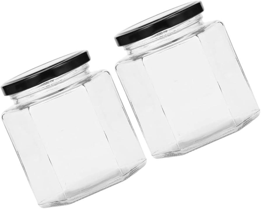 Amazon｜PHENOFICE 六角形ガラス製密封食品保存瓶 500ml 透明ガラス