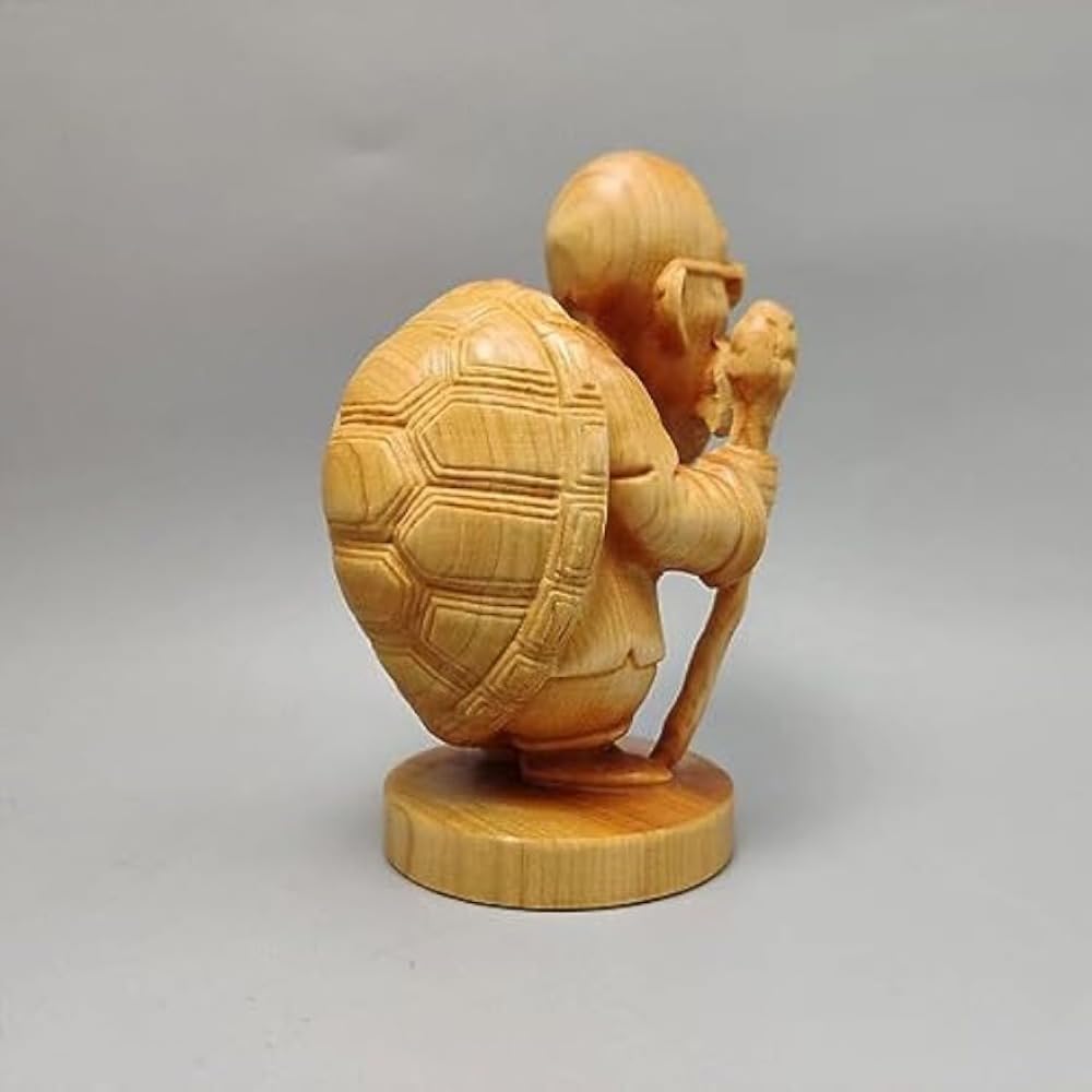 Amazon.co.jp: ミニ 亀仙人 天然木材 木製 彫刻 木彫り 置物 (高さ7cm
