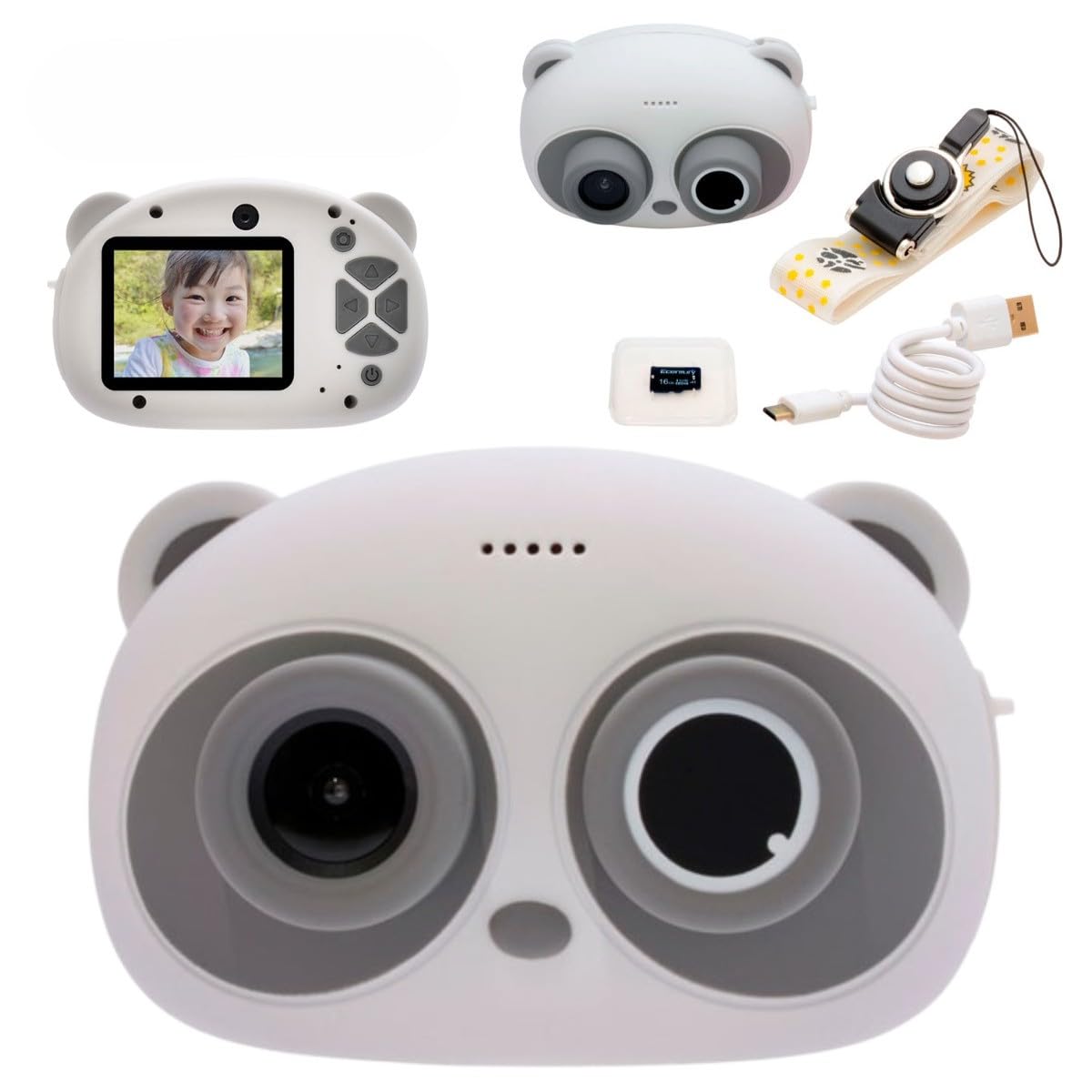 Amazon | ハイテック ミニキッズカメラ パンダグレー WEC22-GY-GD