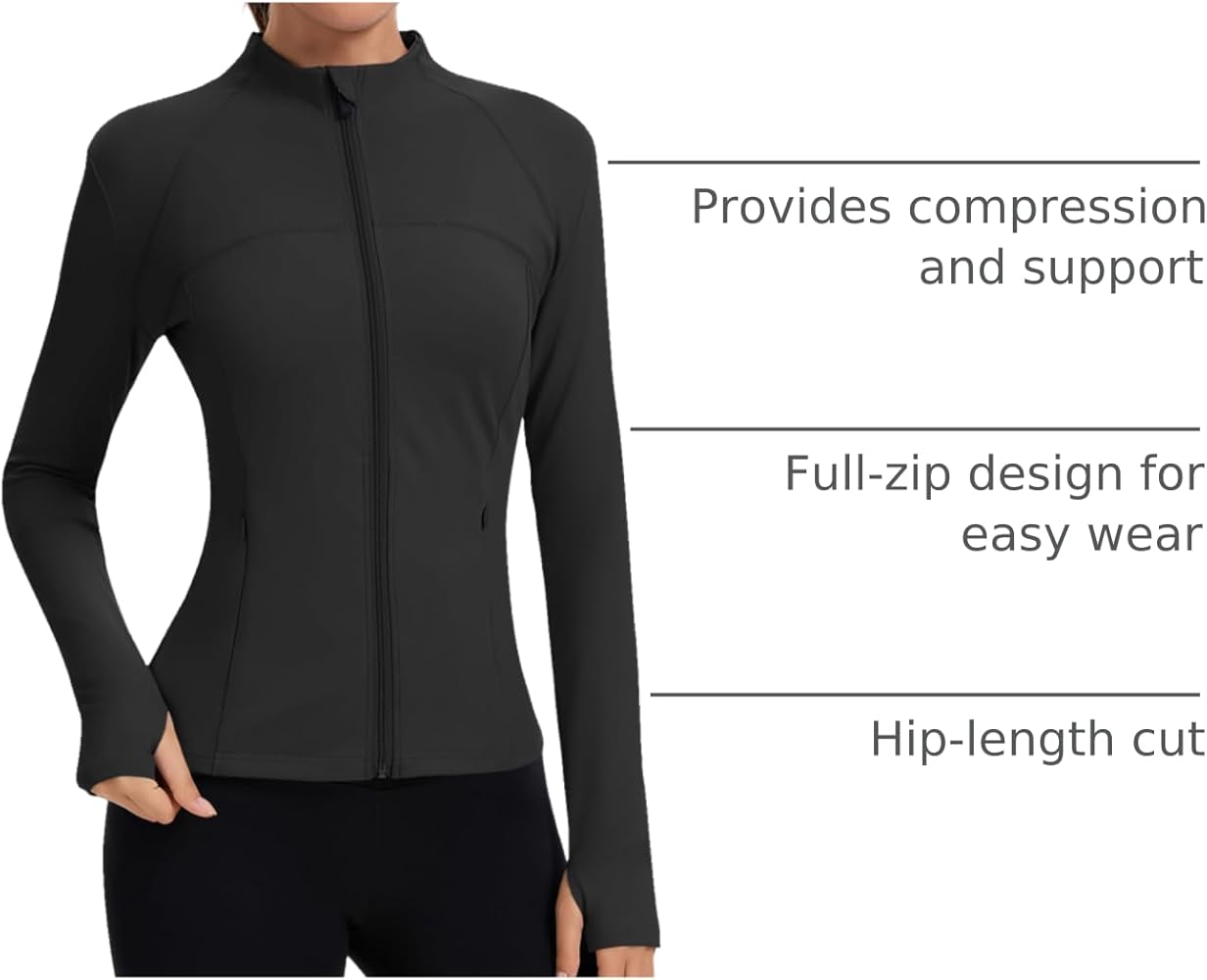 Rapbin Women's Athletic Full Zip Lightweight Workout Jacket