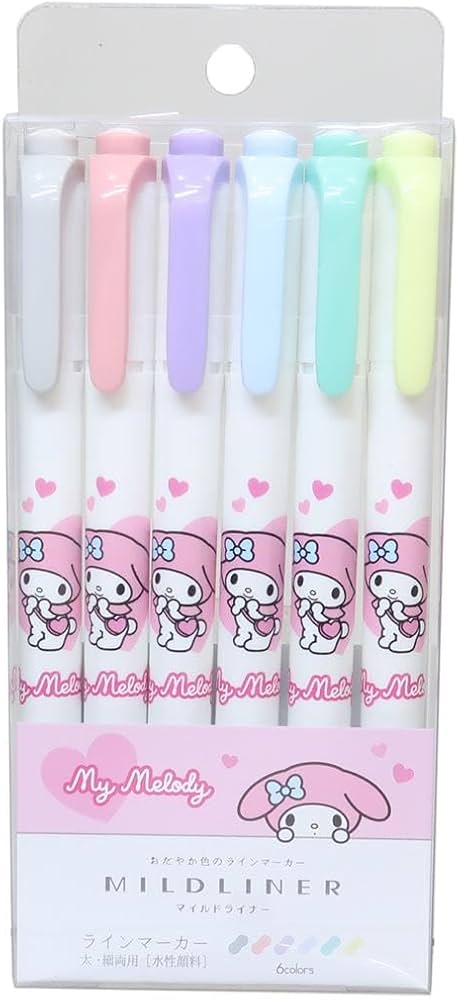 Amazon | マイメロディ[カラーマーカー]マイルドライナー6色セット