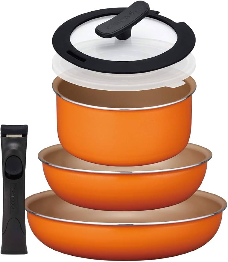 Amazon.co.jp: エバークック フライパンセット 6点セット 着脱式 ガス