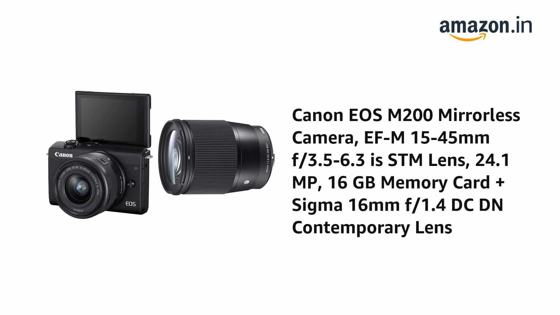 Canon EOS M200 Mirrorless Camera, EF-M 15-45mm f/3.5-6.3 is STM