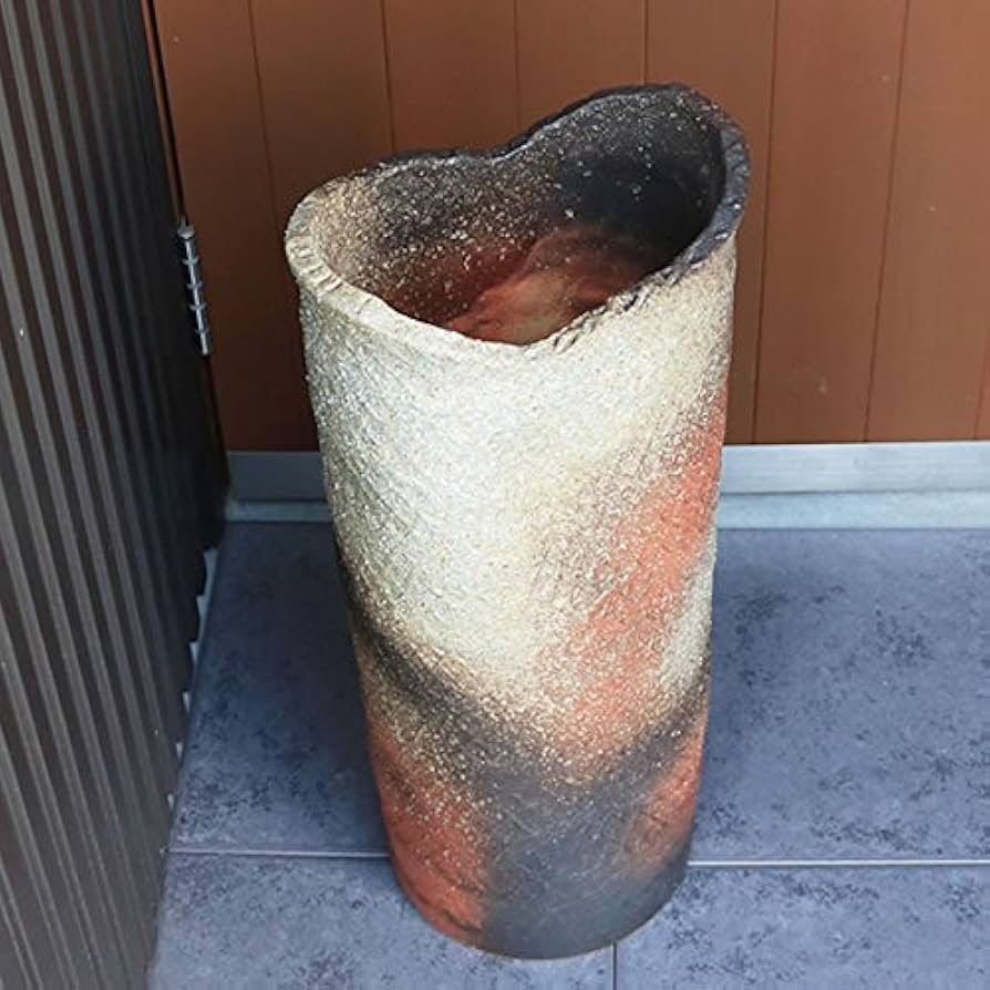 Amazon｜信楽焼 火色長傘立て しがらき焼 笠立て 陶器 おしゃれ kt