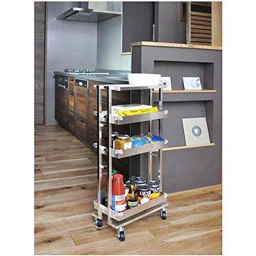 Amazon.co.jp: 国産キッチンワゴン キャスター付き スリム ステンレス