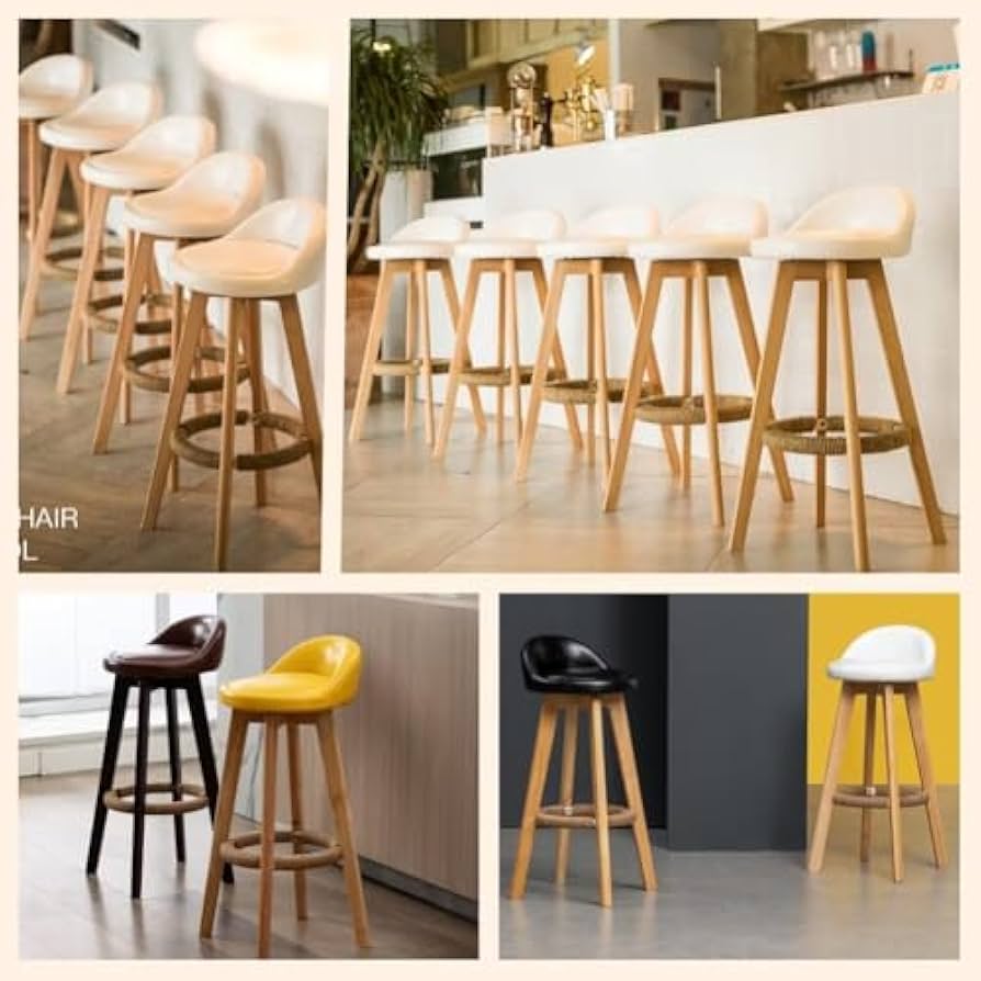 Amazon｜バースツール ハイチェア 木製チェア 背もたれ付き フット