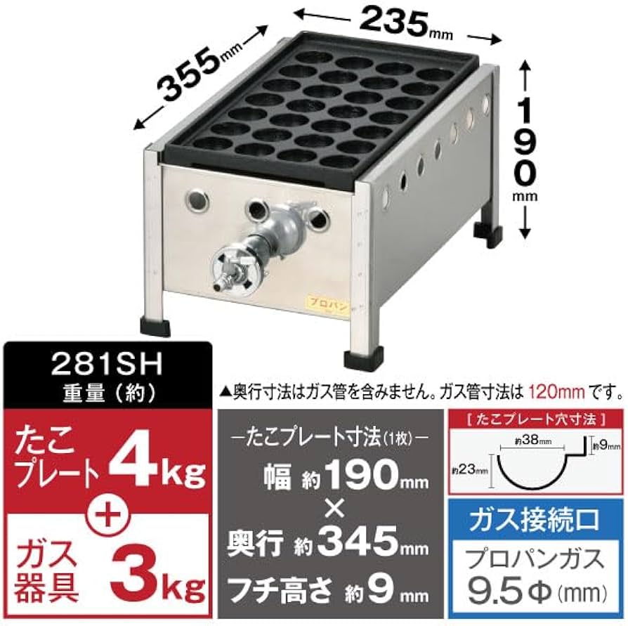 Amazon | IKK たこ焼 28穴×1連 鉄鋳物 281SH LPガス | IKK伊東金属