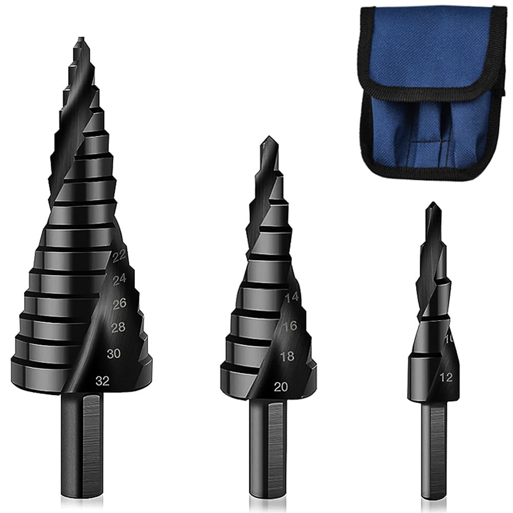 Amazon.co.jp: ステップドリル 三角軸 3本セット スパイラルドリル 4