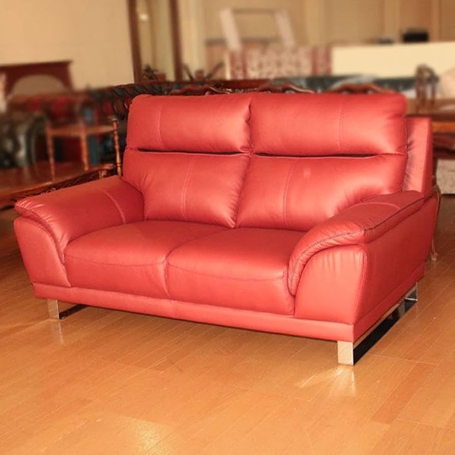 Amazon｜3人掛けソファ レザー 赤 ソファー 143-169｜ソファ・カウチ