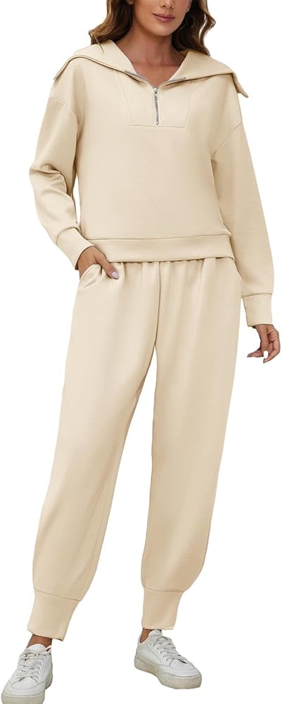 Amazon | ベージュスウェット パーカー セットアップ 上下セット