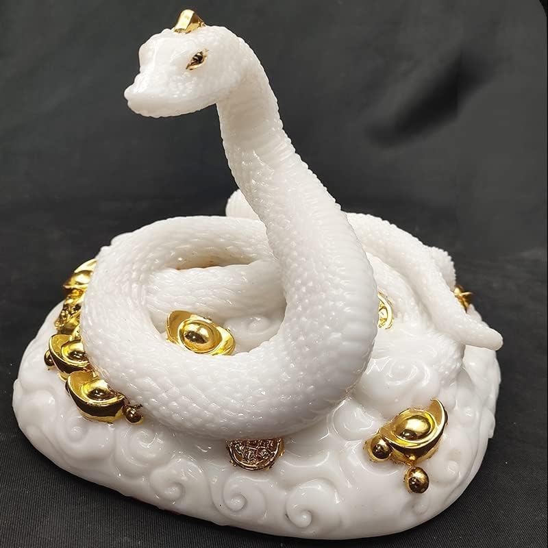 Amazon.co.jp: 白へび 蛇 ヘビ 巳年 白蛇 置物 干支 十二支 開運 金運