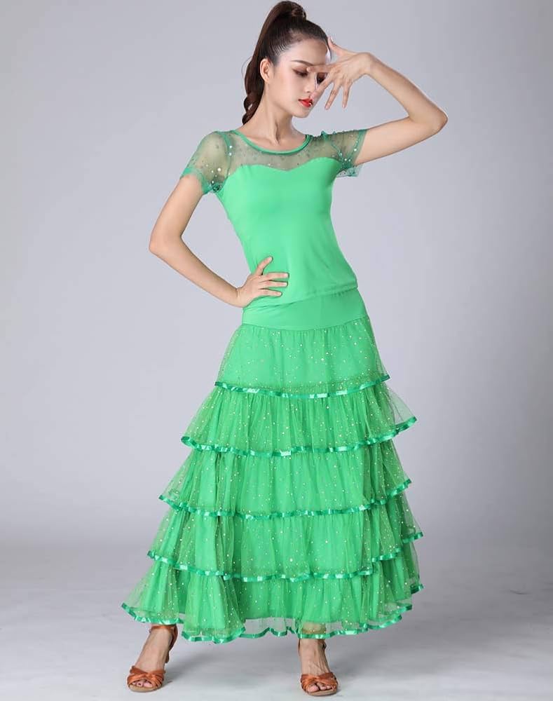 Amazon.co.jp: 社交ダンス ドレス モダン 上下セット 社交ダンス