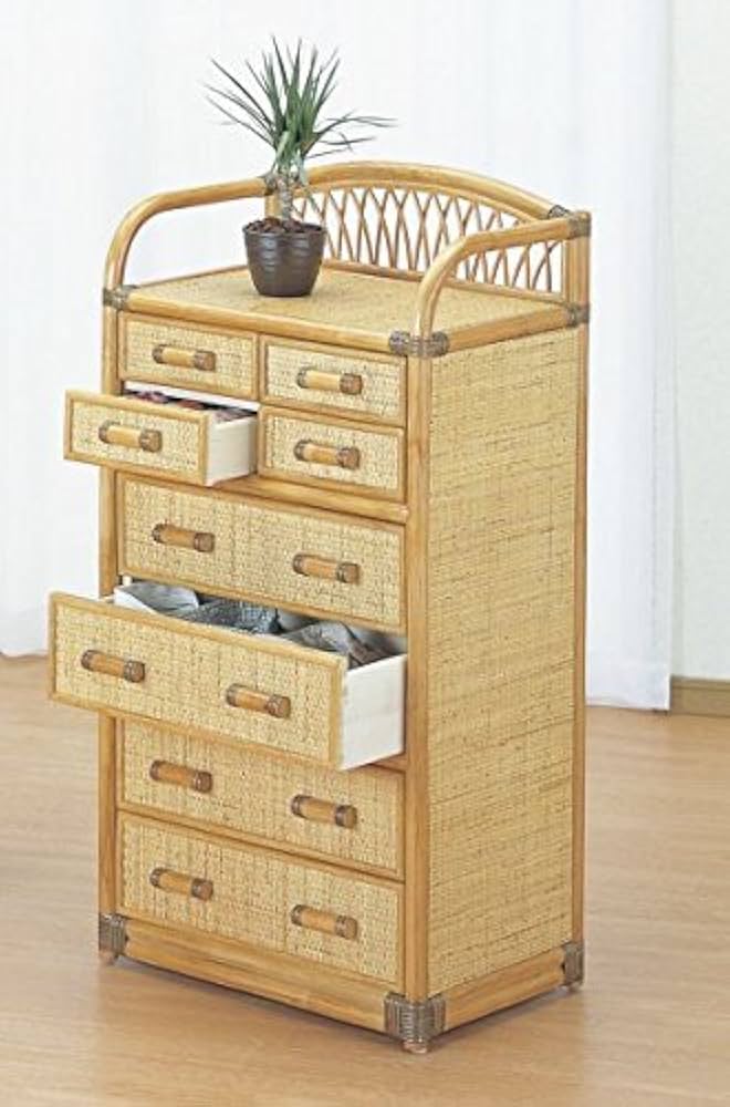 Amazon｜《ラタン（籐）》 チェスト 8杯タイプ｜チェスト・タンス