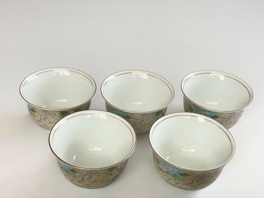 Amazon | 前畑陶器庫山窯花銀彩湯呑5客セット生産終了逸品 | ノー