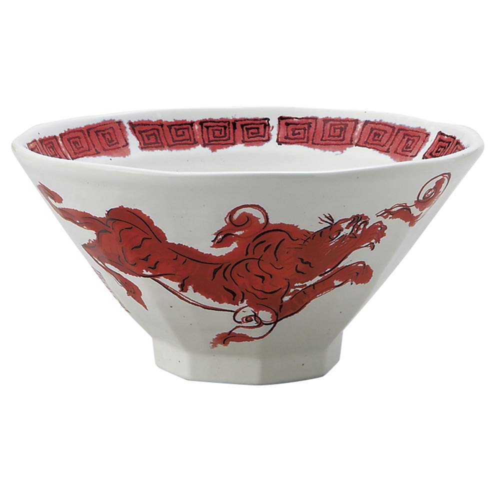 Amazon | 龍柄 龍虎赤 八角 7.0丼 約22cm 白系 中華食器・アジアン食器
