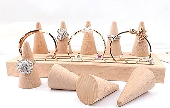Amazon｜展示 装飾 指輪用リングスタンド 木製 指輪スタンド 円錐