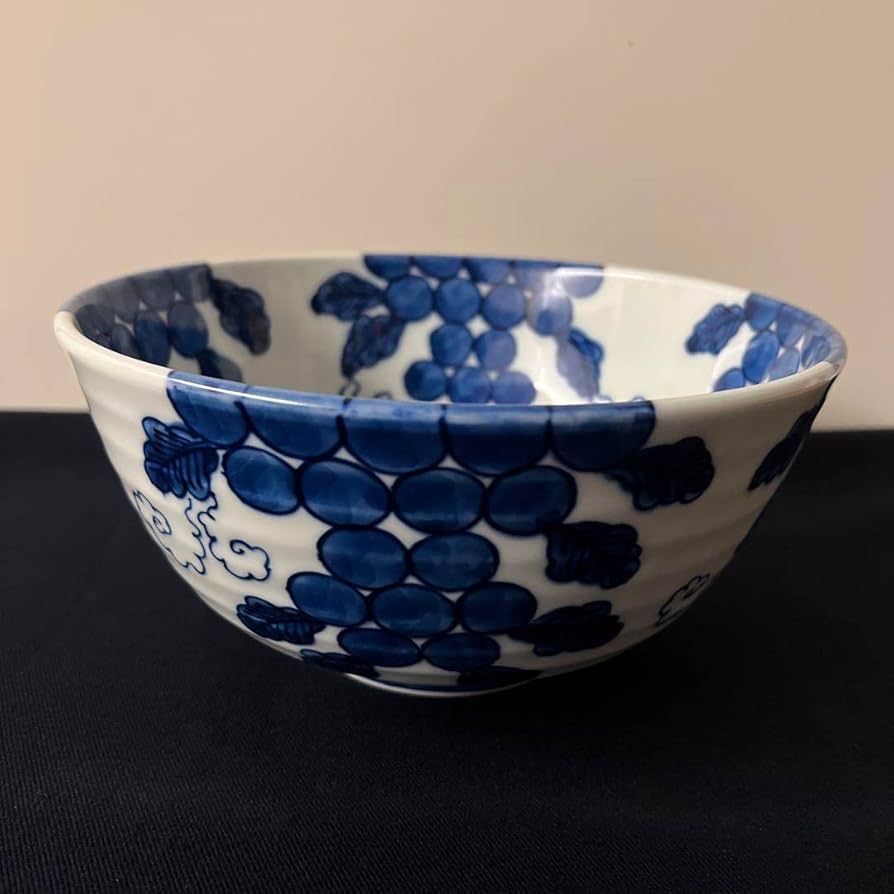 Amazon.co.jp: 源右衛門 染付葡萄絵 ぶどう 鉢 サラダボウル ボウル