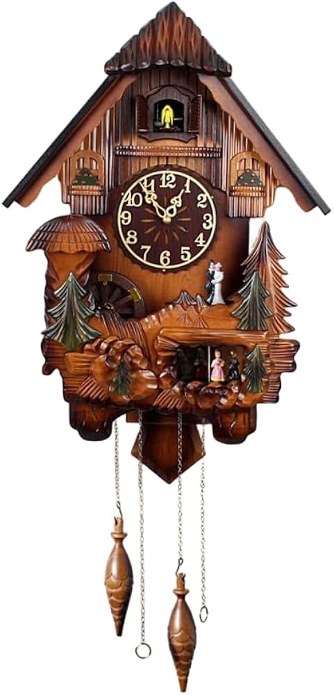 Amazon.co.jp: 掛け時計 純木彫りのカッコウの壁時計の彫刻鳩時計