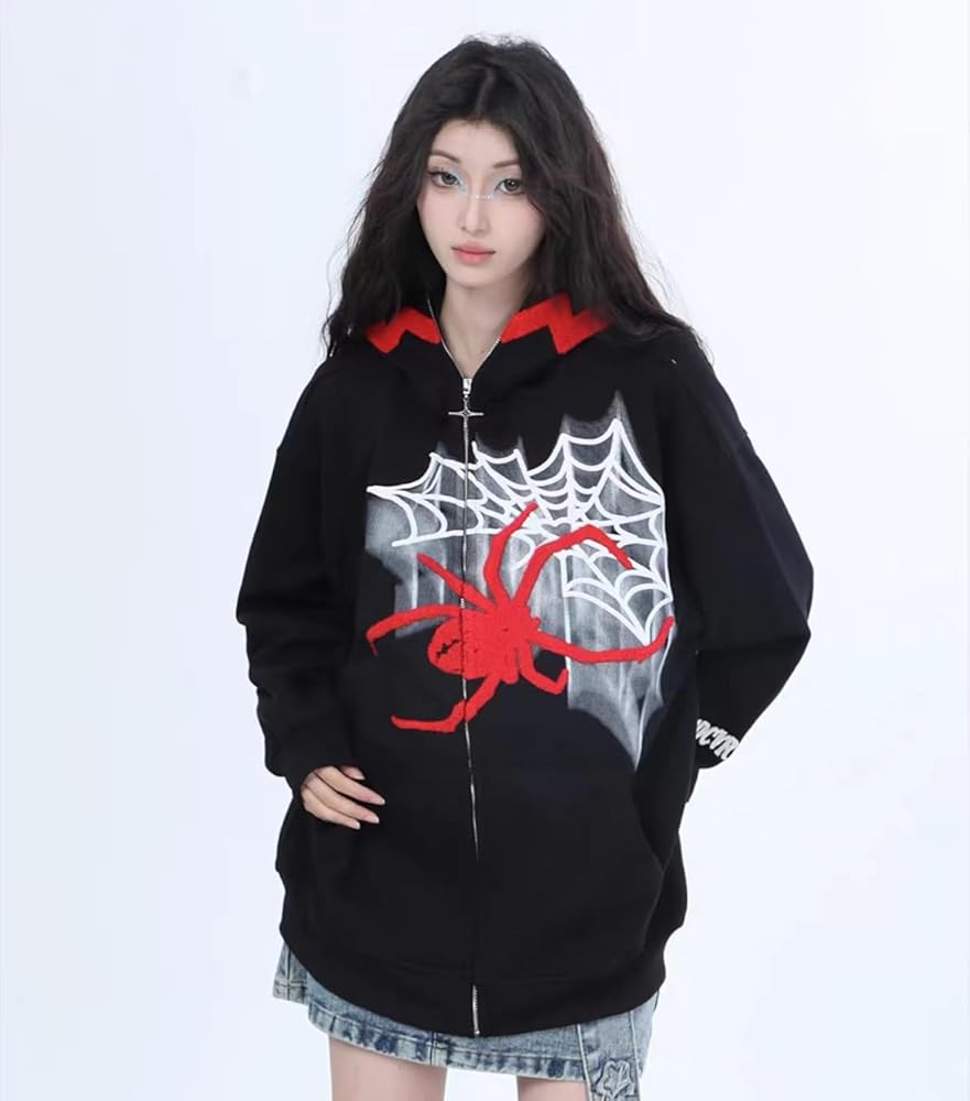 Amazon.com: grhaat Hip Hop Spider Hoodie Devil Horn Gothic Jacket