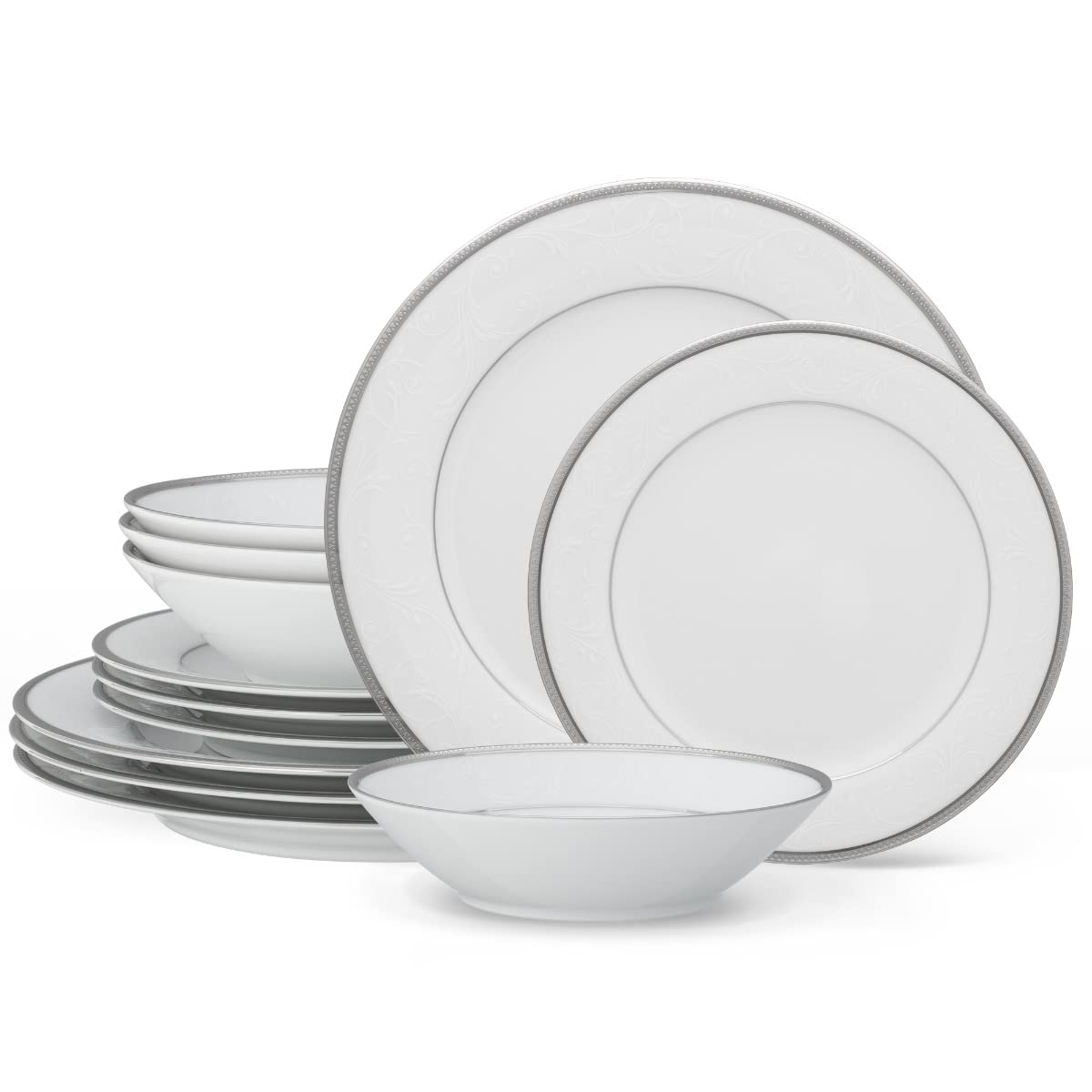 Amazon.com | Noritake Regina Platinum 12-Piece Dinnerware Set