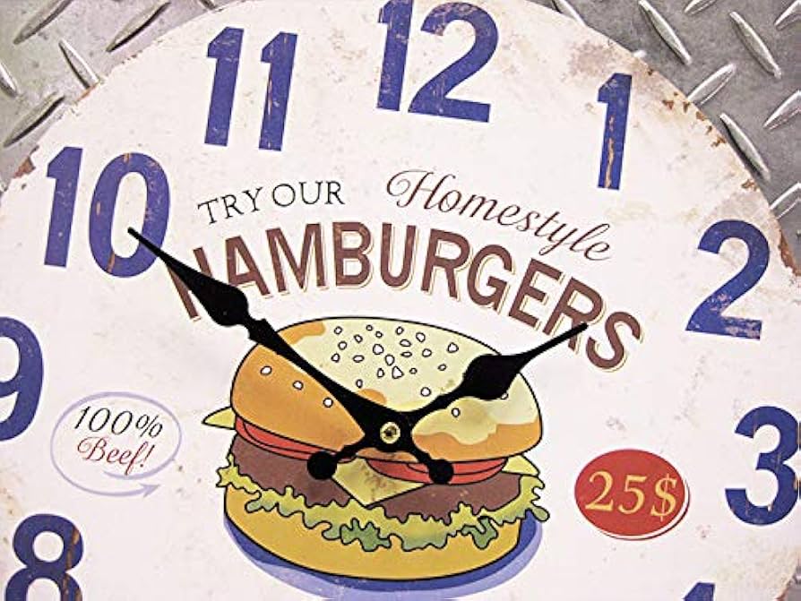 Amazon.co.jp: アメリカンウォールクロック 時計 34cm (ハンバーガー