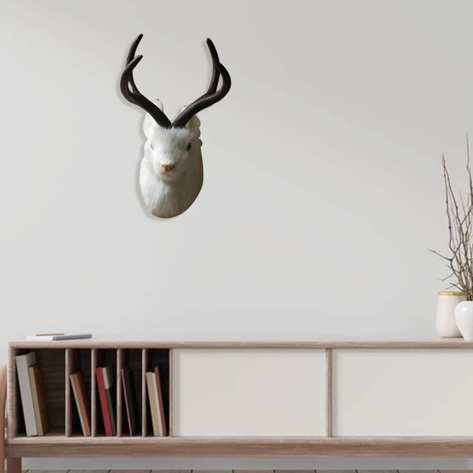 Amazon.co.jp: 壁掛け 兎の頭 鹿の角 オブジェ ウサギ 壁飾り アニマル