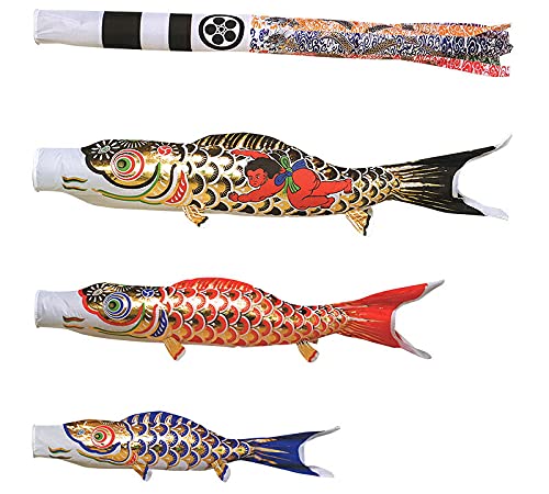 Amazon | こいのぼり 俊峰 鯉のぼり 庭園用 3m6点 黄金 金太郎付 金箔