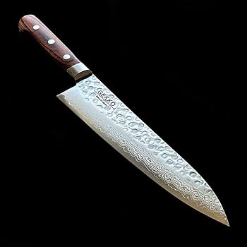 Amazon｜月光作 V金10号 槌目 ダマスカス 牛刀 包丁 210㎜ #1704 （箱