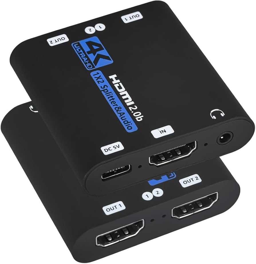 Amazon.com: HDMI Splitter 1x2 with Audio Extractor, 1 in 2 Out