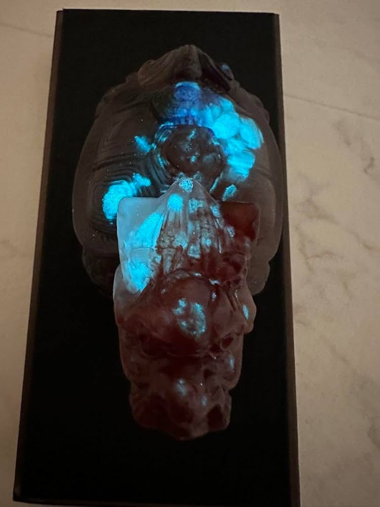 Amazon.co.jp: K-111夜光斑霊 斑彩石 龍亀置物 お守り 縁起物 金運