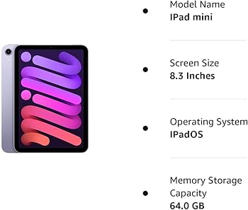 Amazon.com : Apple 2021 iPad Mini 6 8.3-inch, Wi-Fi, 64GB, Purple