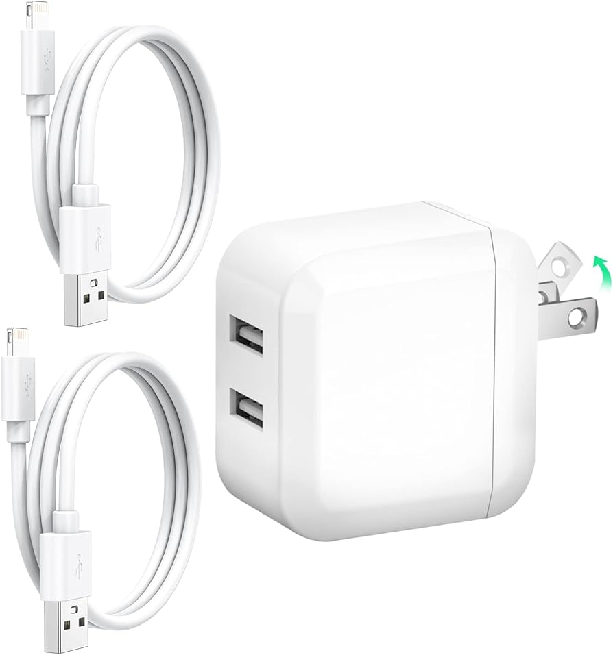 Amazon | iphone 充電器 折り畳み式 2ポート 24W 1M 2本付き usb 充電