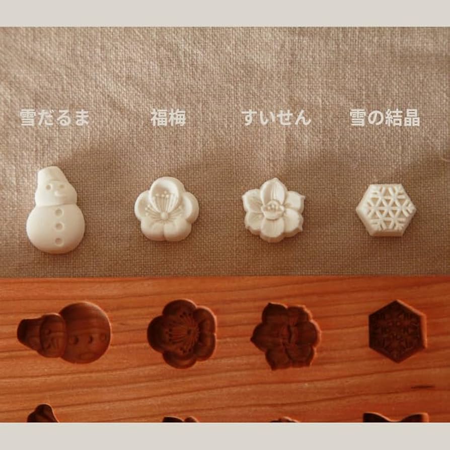 Amazon | 和菓子型、木型8種、落雁、梅、雪だるま、もみじ、銀杏、雪